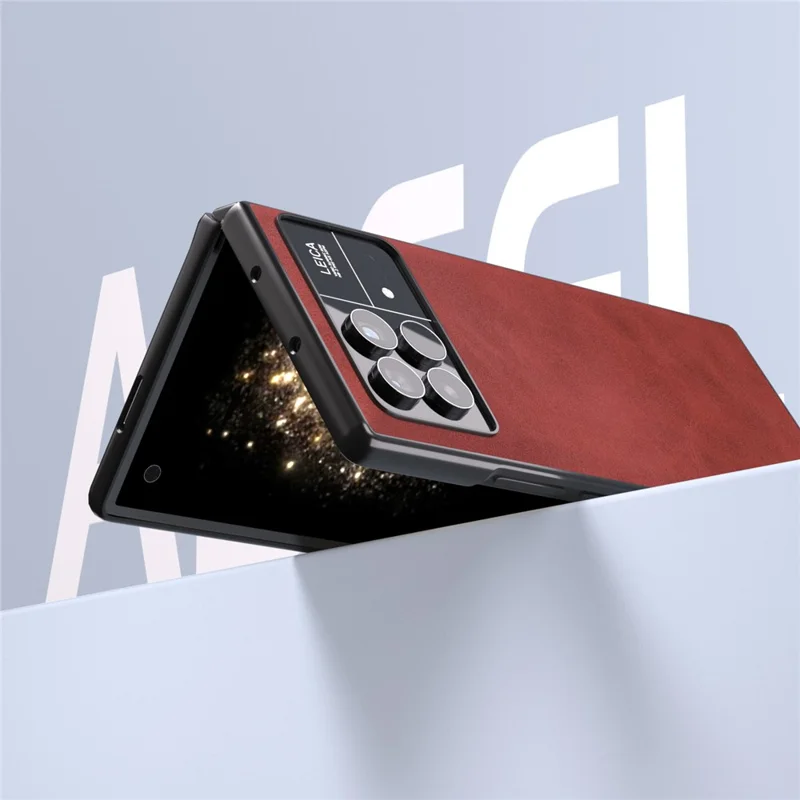 ABEEL For Xiaomi Mix Fold 3 5G Cowhide Texture Phone Case PU Leather Coated TPU+PC Cover - Red