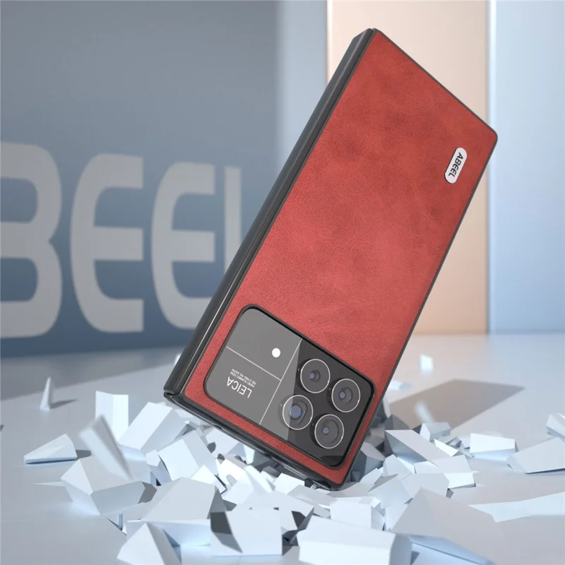 ABEEL For Xiaomi Mix Fold 3 5G Cowhide Texture Phone Case PU Leather Coated TPU+PC Cover - Red
