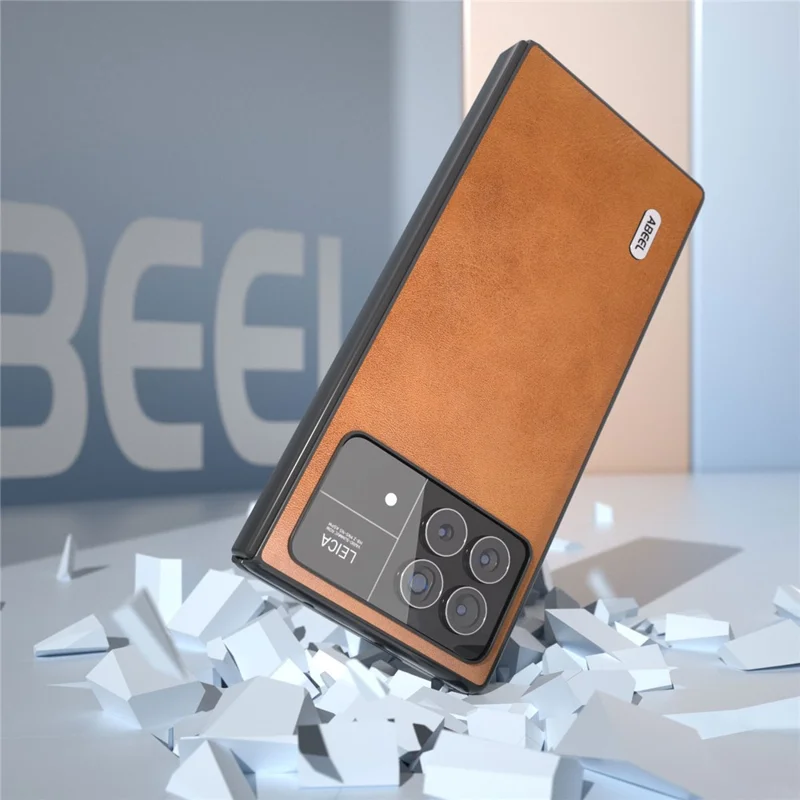 ABEEL For Xiaomi Mix Fold 3 5G Cowhide Texture Phone Case PU Leather Coated TPU+PC Cover - Brown