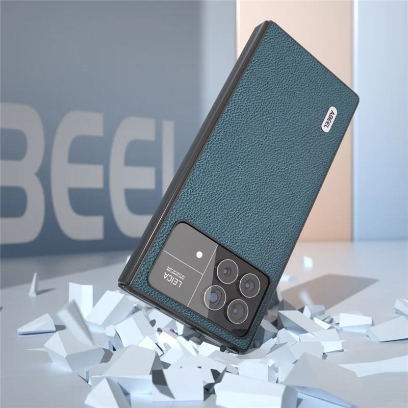 ABEEL For Xiaomi Mix Fold 3 5G Dustproof Litchi Texture Phone Cover Genuine Cow Leather + PC Protective Case - Green