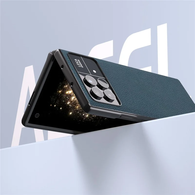 ABEEL For Xiaomi Mix Fold 3 5G Dustproof Litchi Texture Phone Cover Genuine Cow Leather + PC Protective Case - Green