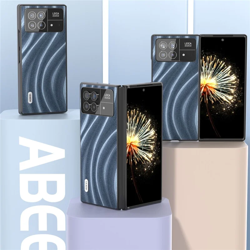ABEEL Milky Way Series Per Xiaomi Mix Fold 3 5G Custodia Antiurto per Telefono in Pelle PU Rivestita in PC - Blu