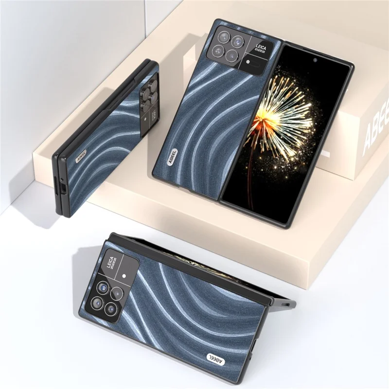 ABEEL Milky Way Series Per Xiaomi Mix Fold 3 5G Custodia Antiurto per Telefono in Pelle PU Rivestita in PC - Blu