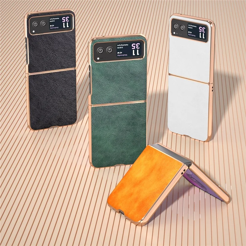 For Motorola Razr 40 5G Litchi Texture PU Leather+PC Back Case Nano Electroplating Phone Cover - Orange