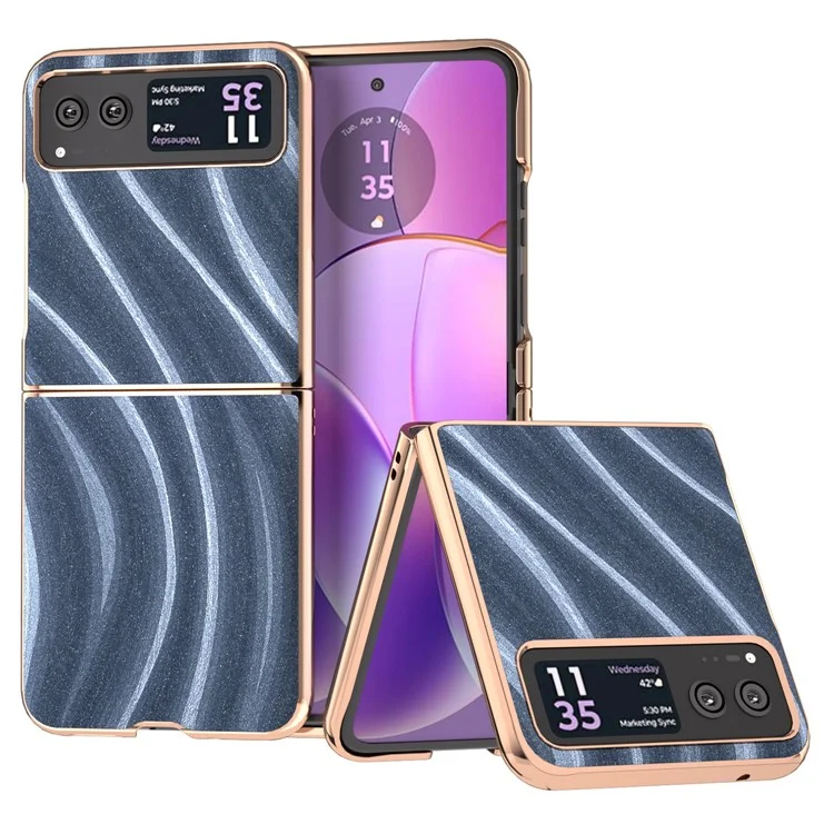 Milky Way Series Phone Case for Motorola Razr 40 5G , PU Leather + PC Electroplating Drop-proof Cover - Blue