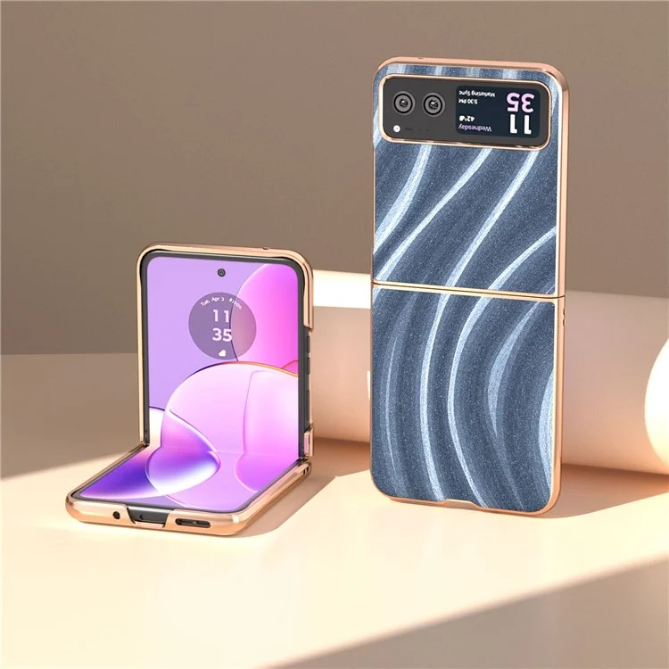 Milky Way Series Phone Case for Motorola Razr 40 5G , PU Leather + PC Electroplating Drop-proof Cover - Blue