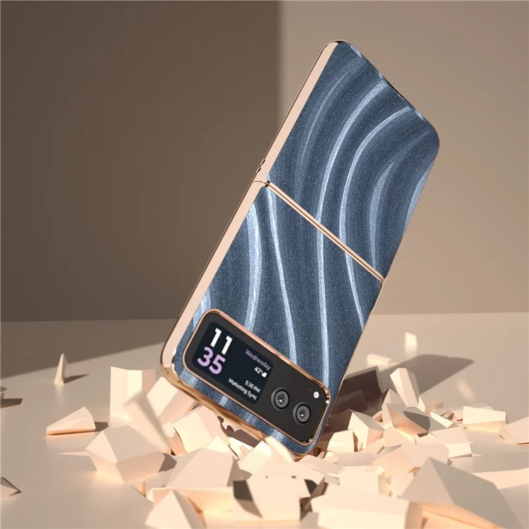 Milky Way Series Phone Case for Motorola Razr 40 5G , PU Leather + PC Electroplating Drop-proof Cover - Blue