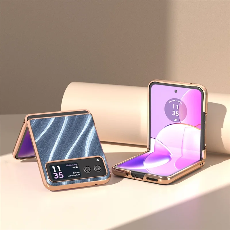 Milky Way Series Phone Case for Motorola Razr 40 5G , PU Leather + PC Electroplating Drop-proof Cover - Blue