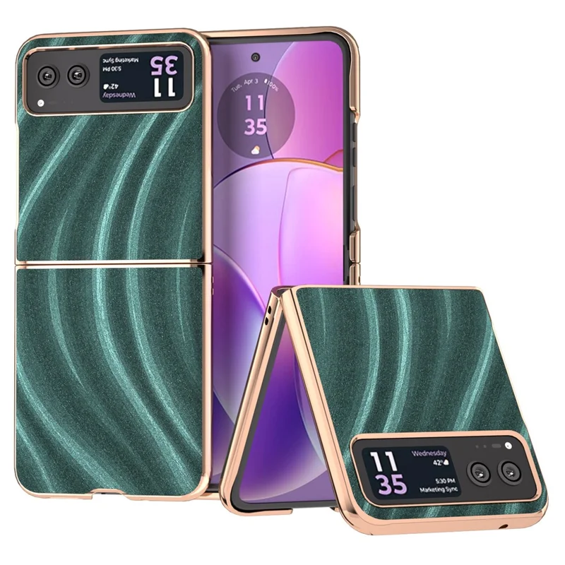 Milky Way Series Phone Case for Motorola Razr 40 5G , PU Leather + PC Electroplating Drop-proof Cover - Green