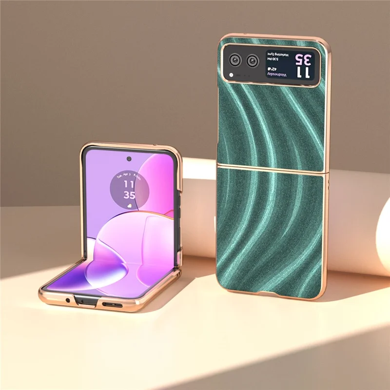 Milky Way Series Phone Case for Motorola Razr 40 5G , PU Leather + PC Electroplating Drop-proof Cover - Green
