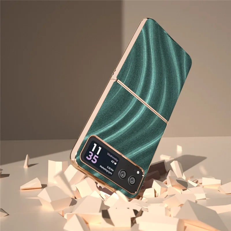 Milky Way Series Phone Case for Motorola Razr 40 5G , PU Leather + PC Electroplating Drop-proof Cover - Green