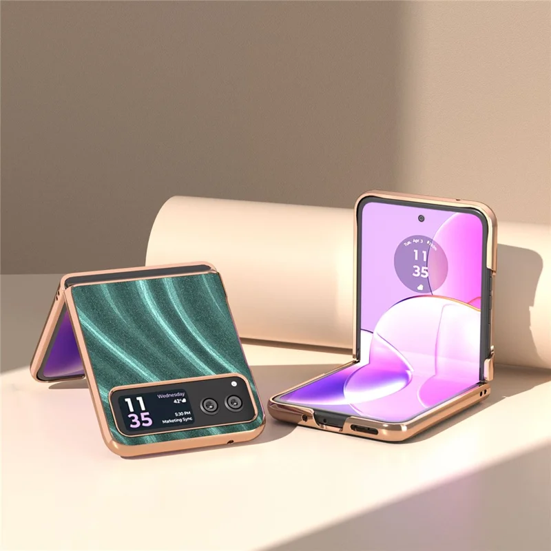 Milky Way Series Phone Case for Motorola Razr 40 5G , PU Leather + PC Electroplating Drop-proof Cover - Green