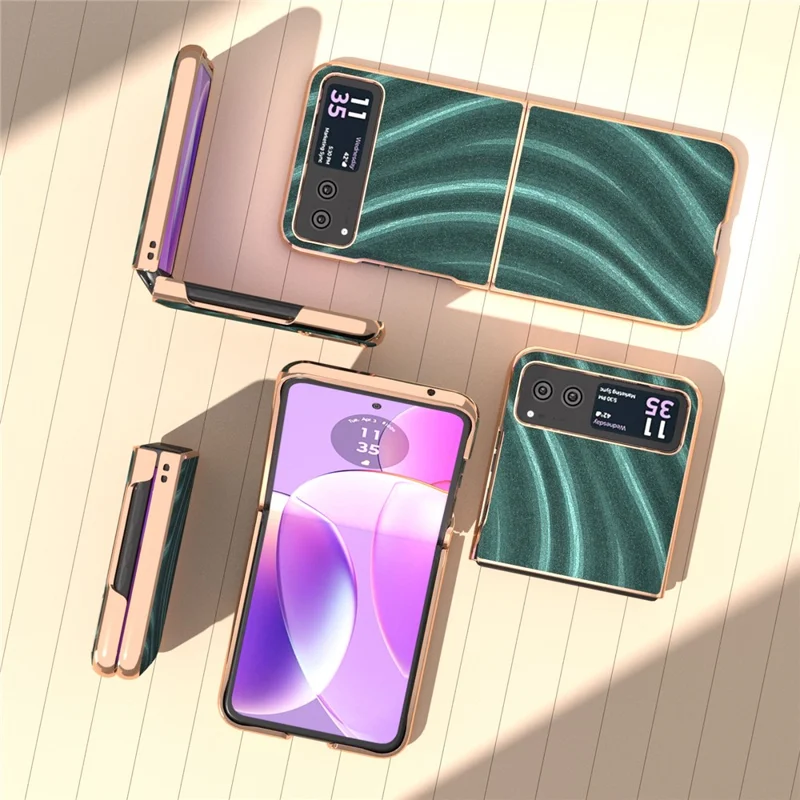 Milky Way Series Phone Case for Motorola Razr 40 5G , PU Leather + PC Electroplating Drop-proof Cover - Green
