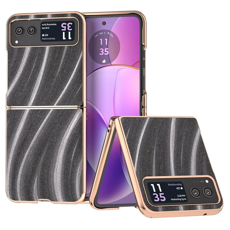 Milky Way Series Phone Case for Motorola Razr 40 5G , PU Leather + PC Electroplating Drop-proof Cover - Grey