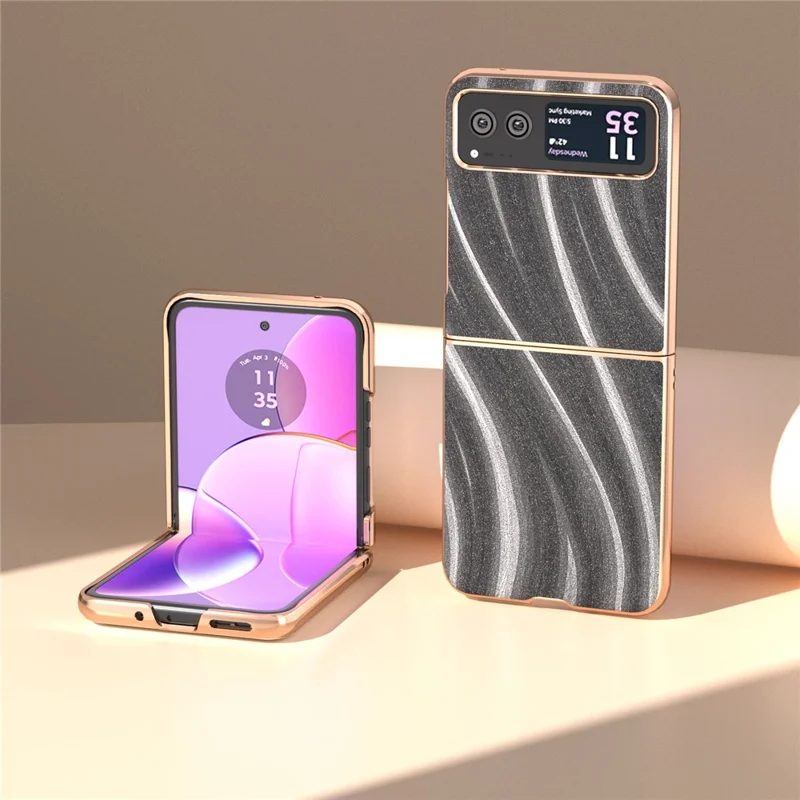 Milky Way Series Phone Case for Motorola Razr 40 5G , PU Leather + PC Electroplating Drop-proof Cover - Grey