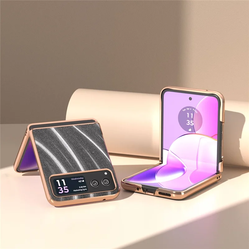 Milky Way Series Phone Case for Motorola Razr 40 5G , PU Leather + PC Electroplating Drop-proof Cover - Grey