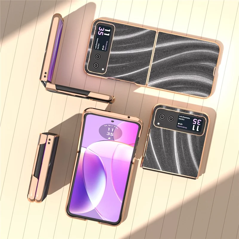 Milky Way Series Phone Case for Motorola Razr 40 5G , PU Leather + PC Electroplating Drop-proof Cover - Grey