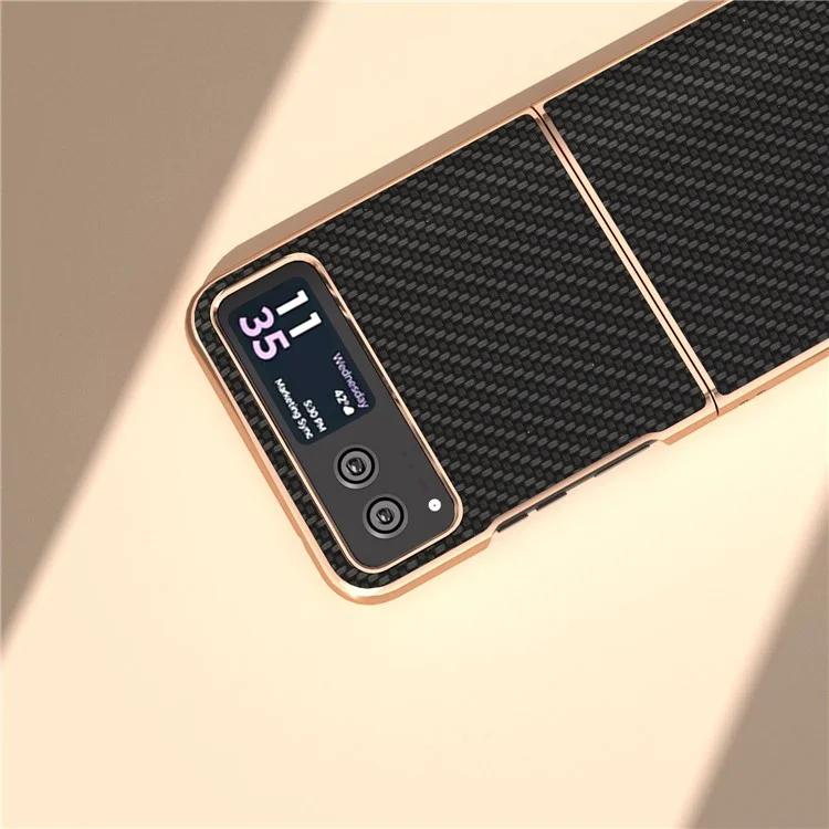Für Motorola Razr 40 5G Anti-Drop Carbon Fiber Texture Phone Case PU Leder + PC Galvanisierung Cover - Schwarz