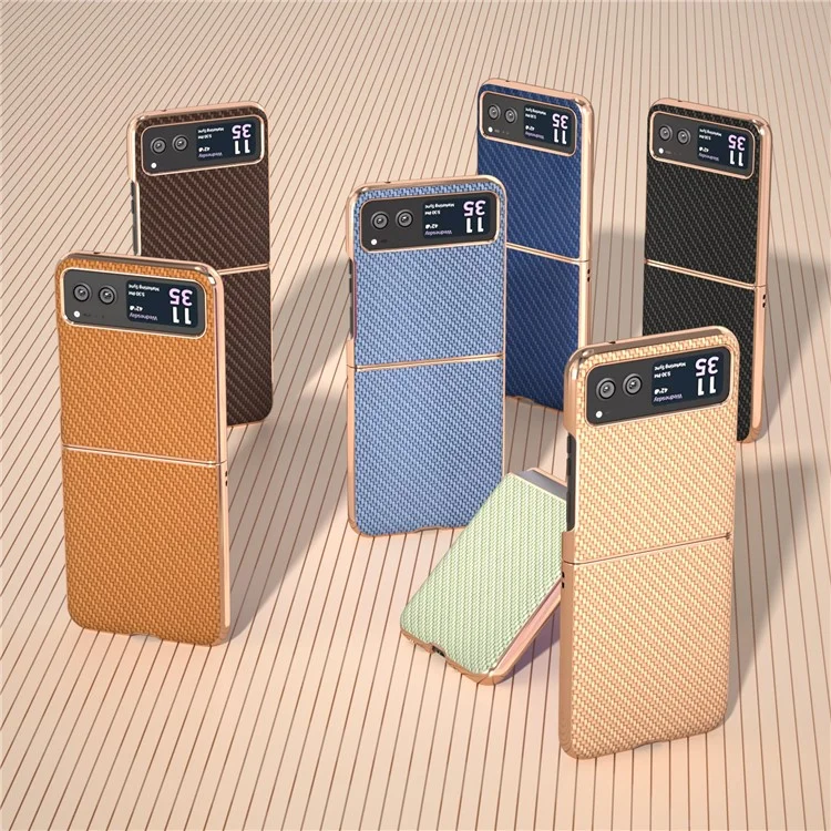 Für Motorola Razr 40 5G Anti-Drop Carbon Fiber Texture Phone Case PU Leder + PC Galvanisierung Cover - Schwarz