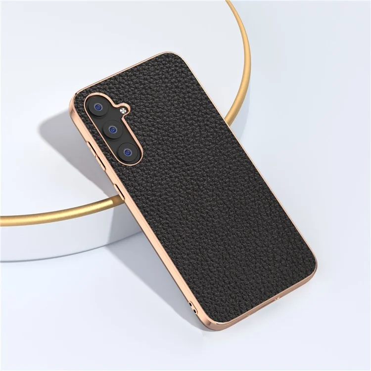 Для Samsung Galaxy S23 FE Чехол для телефона из натуральной коровьей кожи с нано электролитическим покрытием - Черный