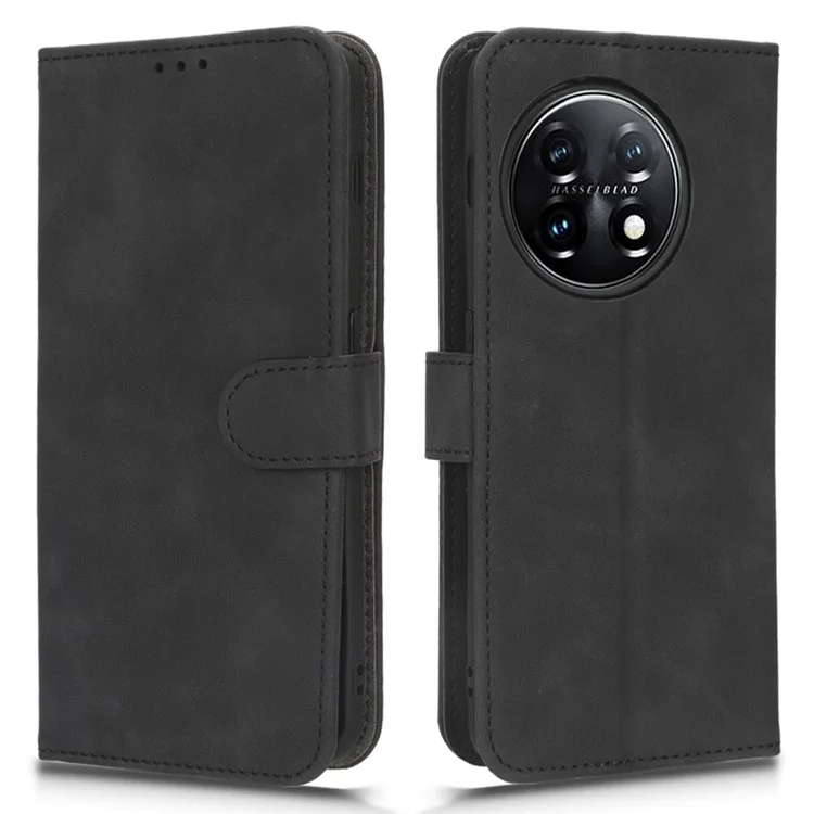 Для OnePlus Ace 2 Pro 5G PU Leather Wallet Stand Case Drop Protection Skin-touch Phone Cover - Черный