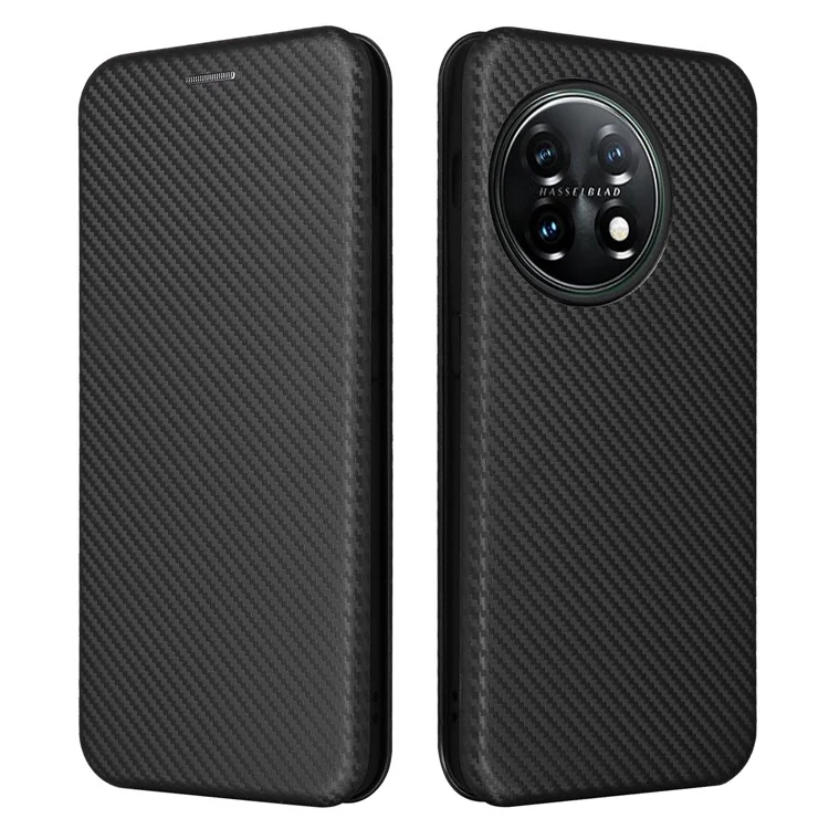 Per OnePlus Ace 2 Pro 5G Carbon Fiber Texture Phone Case Card Holder Leather Stand Anti-drop Cover - Nero