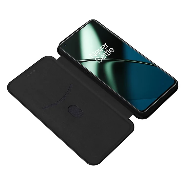 Per OnePlus Ace 2 Pro 5G Carbon Fiber Texture Phone Case Card Holder Leather Stand Anti-drop Cover - Nero