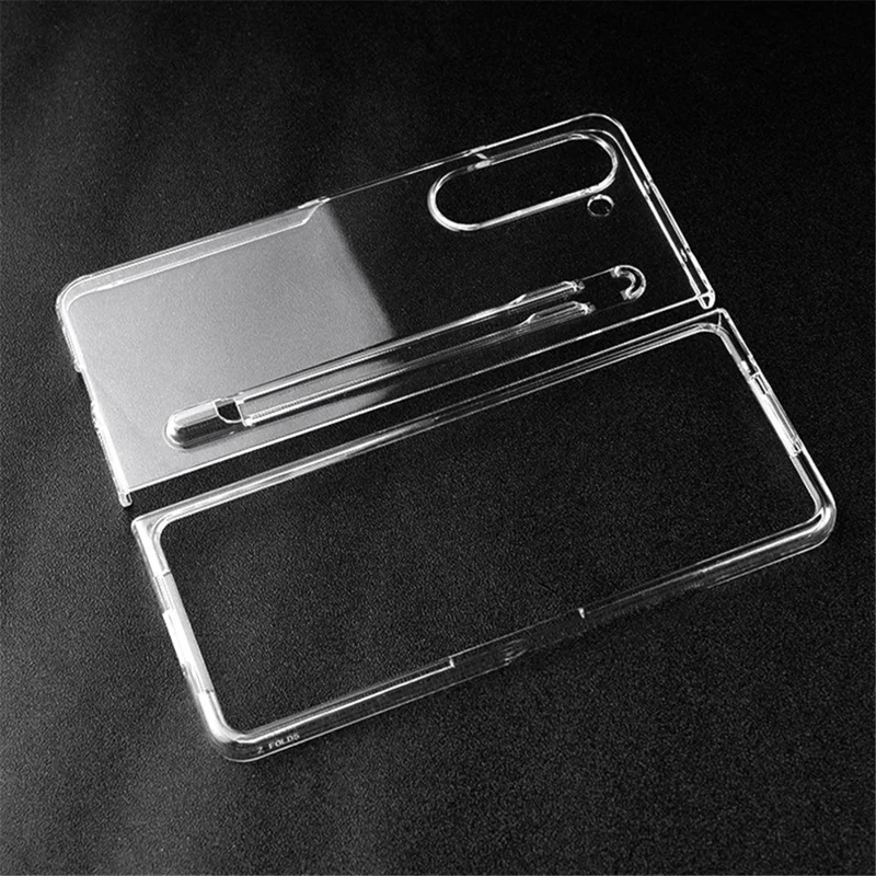 For Samsung Galaxy Z Fold5 5G Transparent Phone Case Hard PC Anti-Scratch Cover with Pen Holder