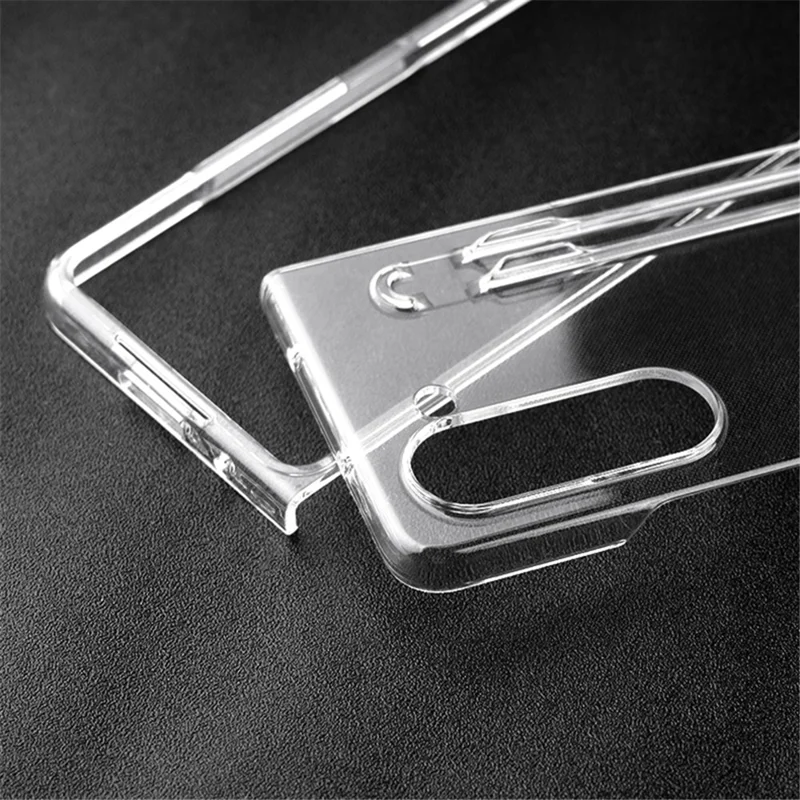 For Samsung Galaxy Z Fold5 5G Transparent Phone Case Hard PC Anti-Scratch Cover with Pen Holder