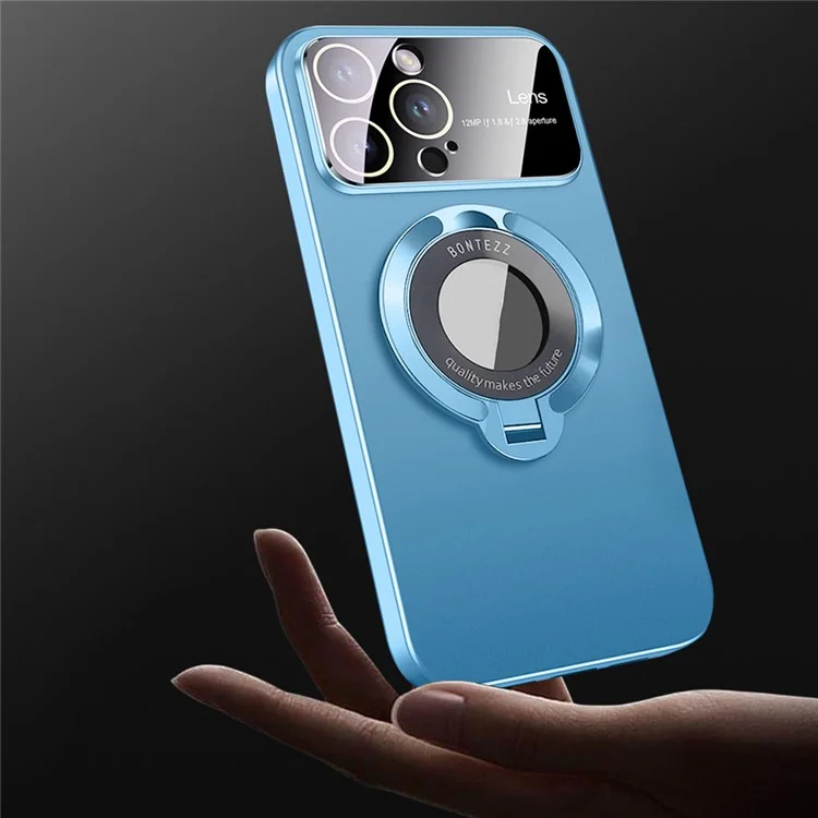VOERO Shockproof Kickstand Case for iPhone 15 Pro Rubberized Hard PC Phone Cover Compatible with MagSafe - Blue