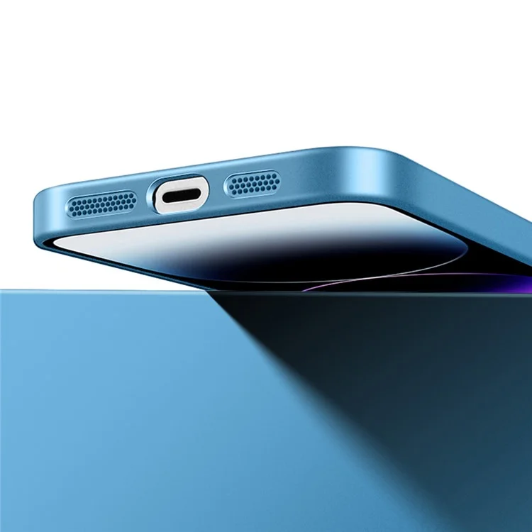 VOERO Shockproof Kickstand Case for iPhone 15 Pro Rubberized Hard PC Phone Cover Compatible with MagSafe - Blue