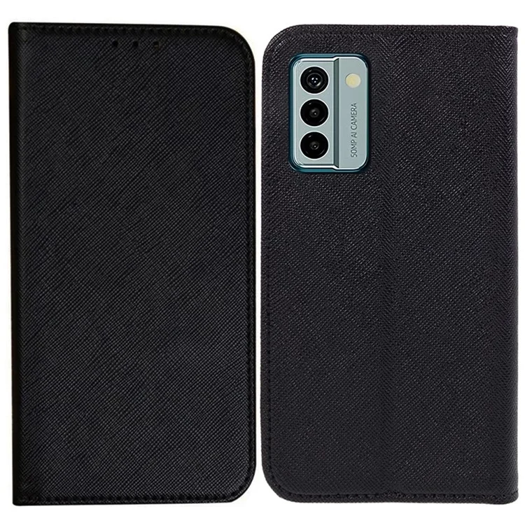 Для Nokia G22 Противоударный PU-кожаный бумажник Stand Case Cross Texture Magnetic Closing Phone Cover - Черный