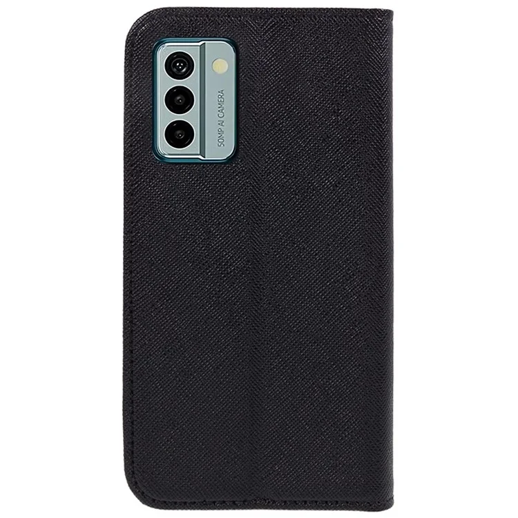 Для Nokia G22 Противоударный PU-кожаный бумажник Stand Case Cross Texture Magnetic Closing Phone Cover - Черный