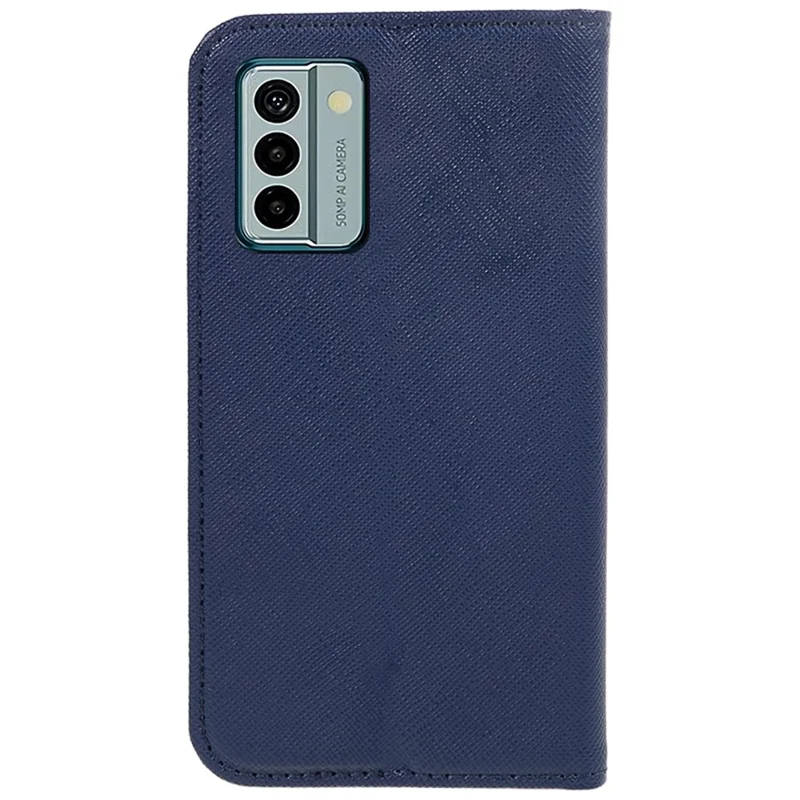 For Nokia G22 Shockproof PU Leather Wallet Stand Case Cross Texture Magnetic Closing Phone Cover - Dark Blue