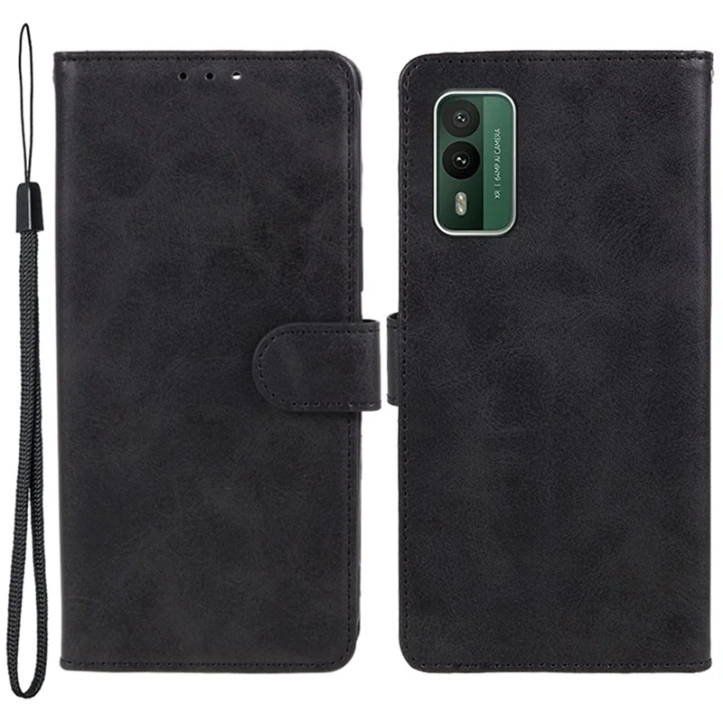 Per Nokia XR21 Custodia per Smartphone in Pelle di Vitello Texture Portafoglio in Pelle PU con Supporto - Nero