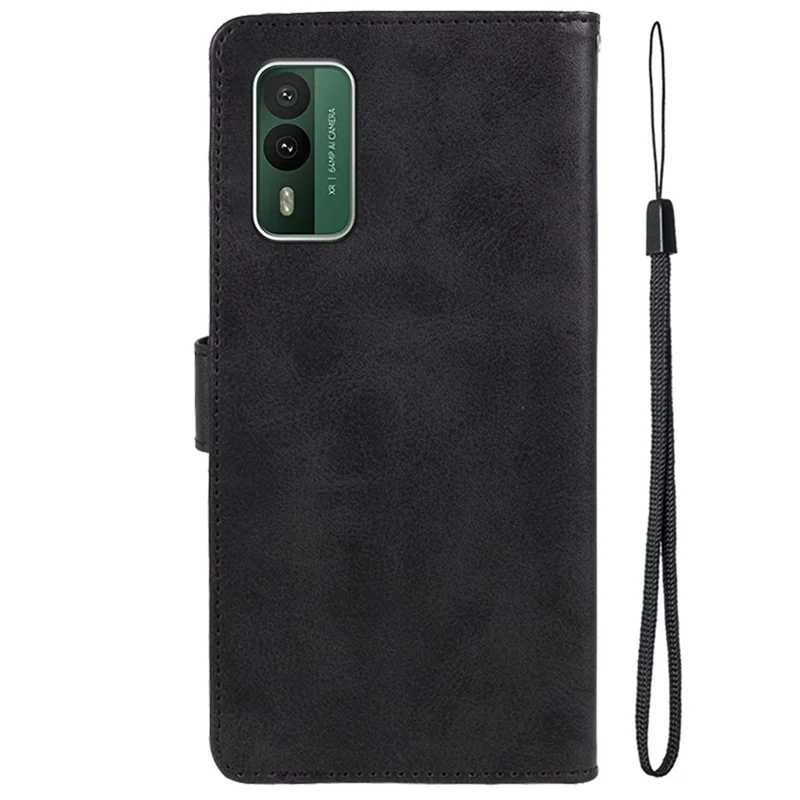 Per Nokia XR21 Custodia per Smartphone in Pelle di Vitello Texture Portafoglio in Pelle PU con Supporto - Nero