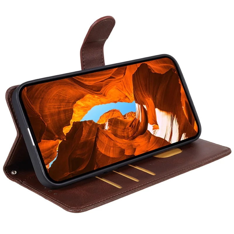 For Nokia XR21 Calf Texture Smartphone Case PU Leather Wallet Stand Phone Shell - Brown