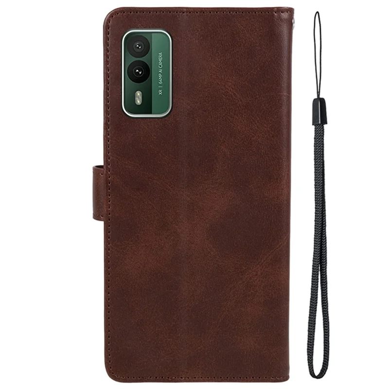 For Nokia XR21 Calf Texture Smartphone Case PU Leather Wallet Stand Phone Shell - Brown