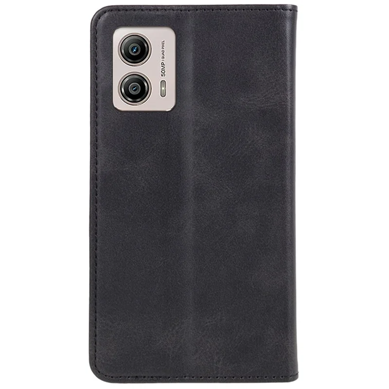 Funda para teléfono Motorola Moto G53 5G, de piel de becerro con textura antiarañazos, soporte y cartera - Negro