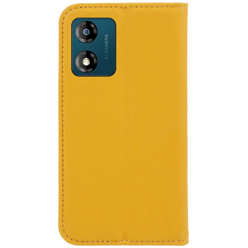 For Motorola Moto E13 4G PU Leather Folding Stand Cover Cross Texture Wallet Phone Case - Yellow
