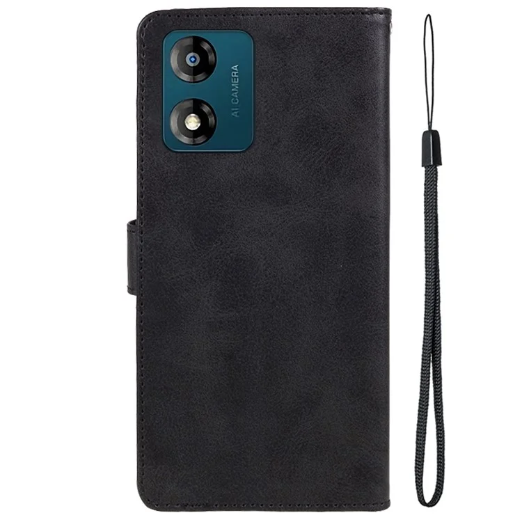 Para Motorola Moto E13 4G Calf Texture Leather Phone Case Flip Wallet Stand Anti-drop Cover - Negra