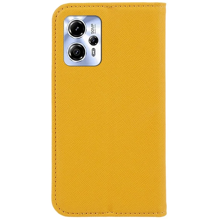Для Motorola Moto G13 4G PU Leather Flip Stand Wallet Cover Cross Texture Anti-fall Phone Case - Желтый