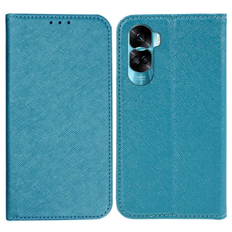 For Honor 90 Lite 5G / X50i 5G Leather Protective Case Cross Texture Wallet Stand Phone Cover - Sky Blue