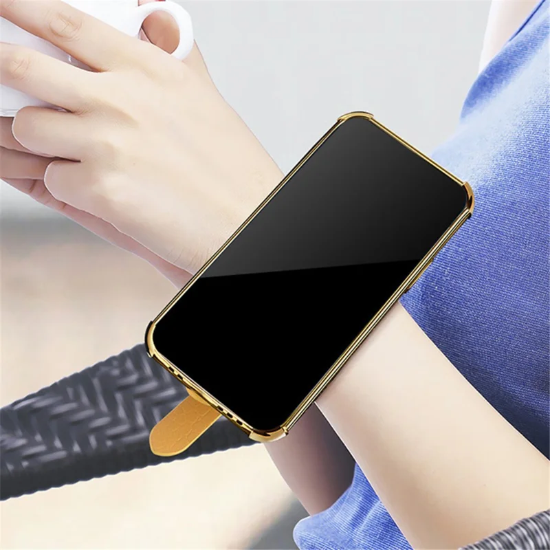 For Oppo Reno10 Pro+ 5G Electroplating Phone Cover PU Leather+TPU Case with Wristband Kickstand - White