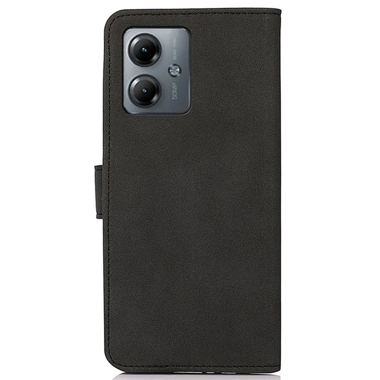 KHAZNEH For Motorola Moto G14 4G Wallet Stand Phone Cover Textured PU Leather Smartphone Case - Black