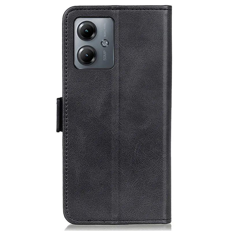 Per Motorola Moto G14 4G Custodia Portafoglio per Telefono Texture in Pelle di Vacchetta PU Custodia Supporto per Telefono - Nero