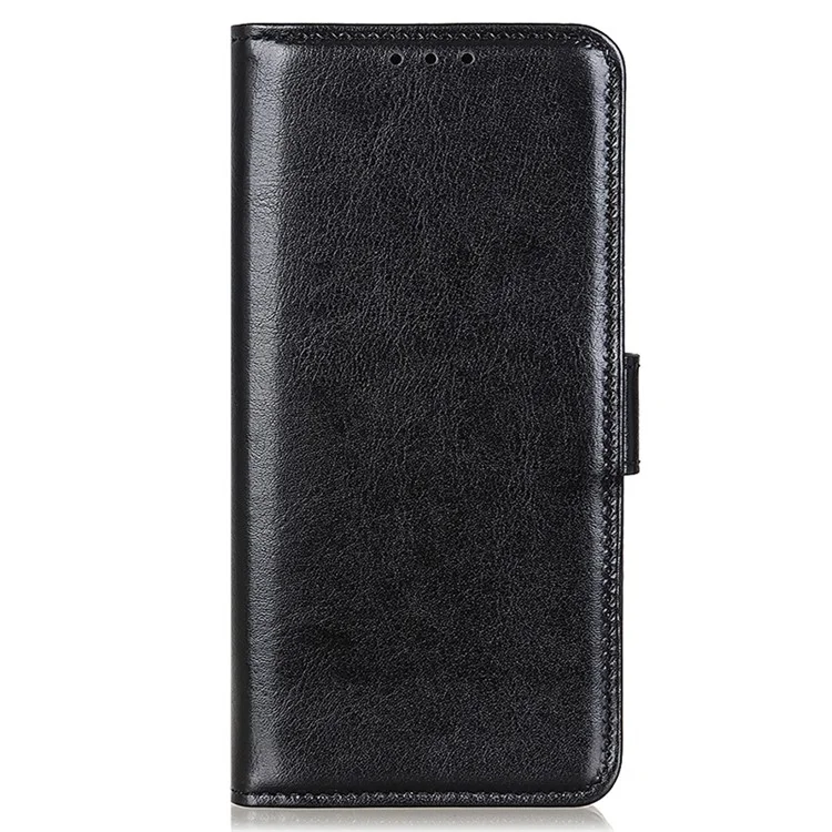 Para Motorola Moto G14 4G Capa de Telefone Shell Textura de Cavalo Louco Couro PU Capa de Telefone Carteira Suporte - Preto