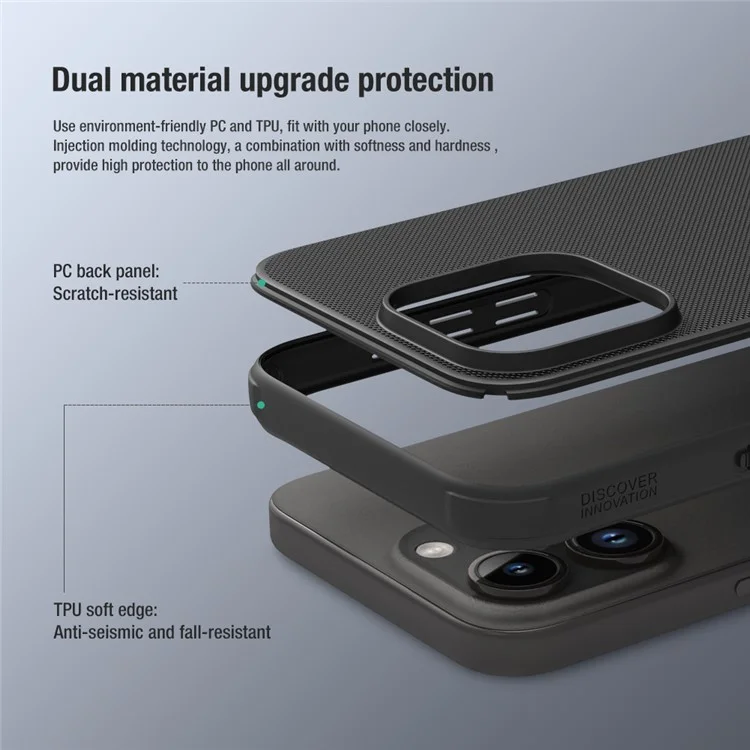 NILLKIN Super Frosted Shield Pro for iPhone 15 Pro Anti-scratch Phone Case PC+TPU Matte Back Cover - Blue