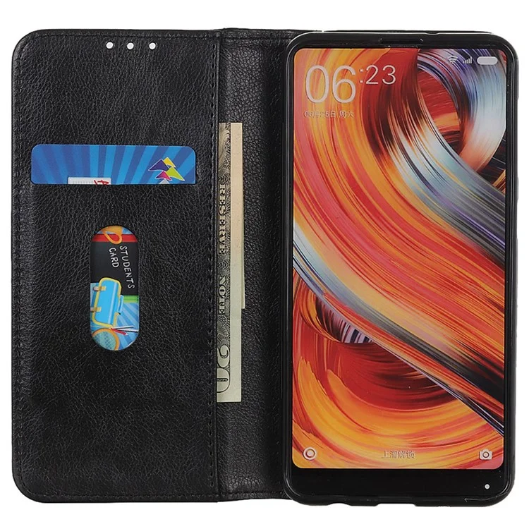 For Sony Xperia 5 V Split Leather Phone Case Wallet Stand Cover Litchi Texture Protection Shell - Black