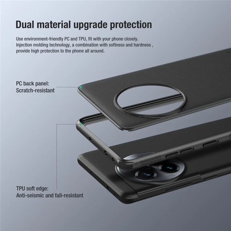 NILLKIN Super Frosted Shield Pro per OnePlus Ace 2 Pro 5G PC+TPU Case Anti-scratch Matte Phone Cover - Blu